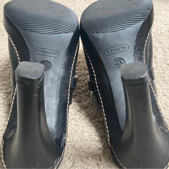 COACH Karsen Black Leather Mules/Clogs - Picture 7 of 12